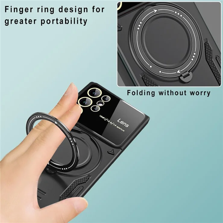 For Samsung Galaxy S25 Ultra Case Rotating Magnetic Kickstand PC+TPU Phone Cover - Red