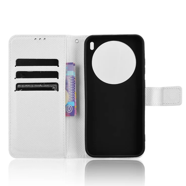 For vivo X200 Pro mini 5G Case PU Leather Diamond Texture Wallet Phone Cover - White