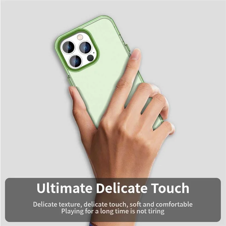 For iPhone 13 Pro Case PC+TPU+PET Matte Anti-Drop Phone Back Cover - Green