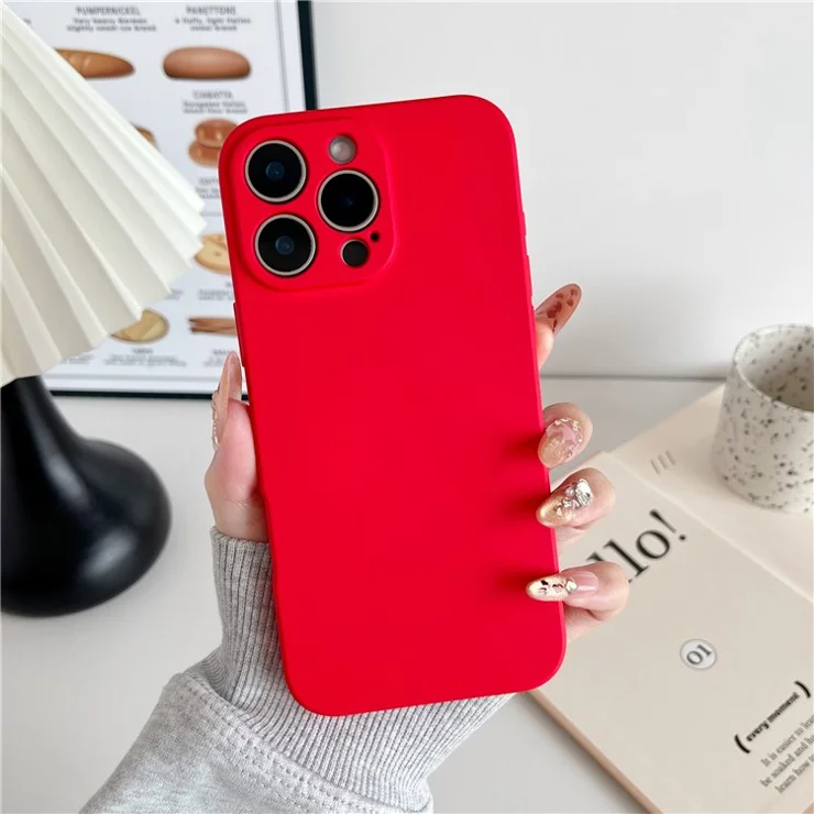 For iPhone 16 Pro Max Phone Back Case Scratch Resistant Silicone Mobile Cover - Red