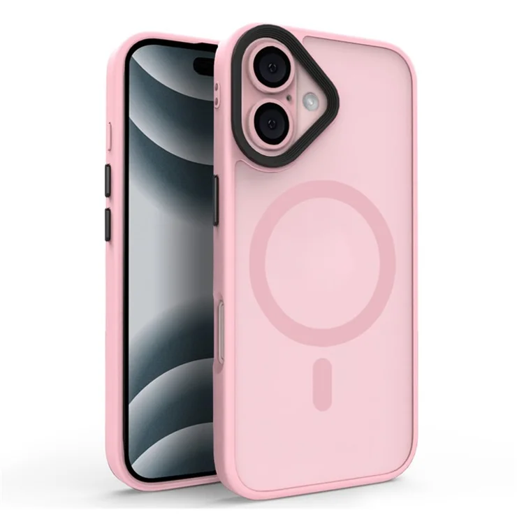 For iPhone 16 Plus Case Compatible with MagSafe Skin-Touch Anti-Drop TPU+PC Phone Cover - Light Pink