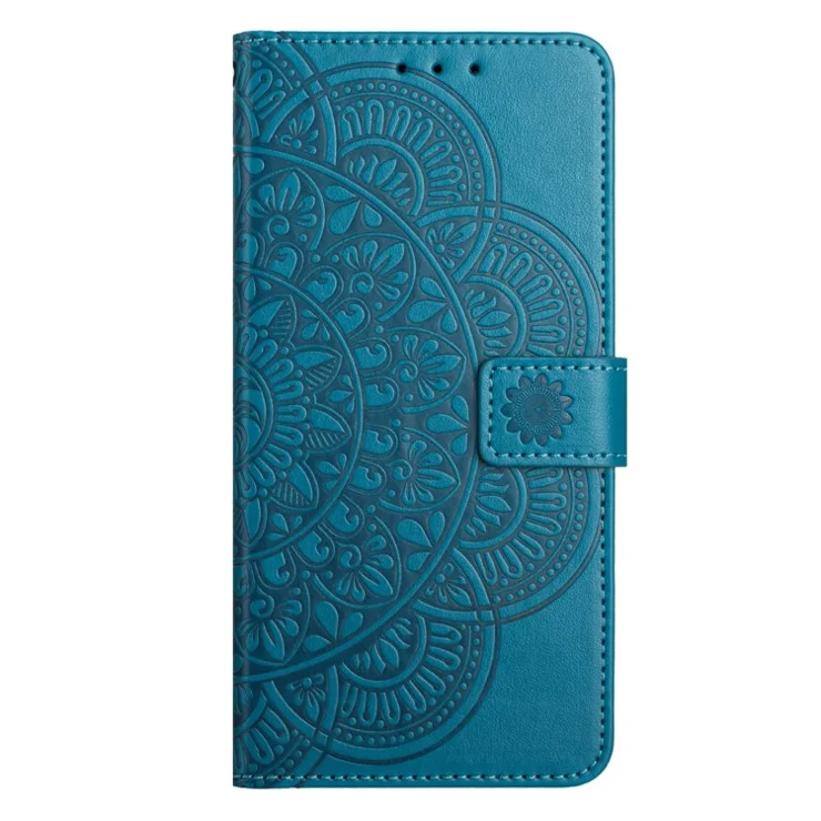 For Xiaomi 14T Leather Case with Card Slots Mandala Pattern Phone Cover Stand - Blue
