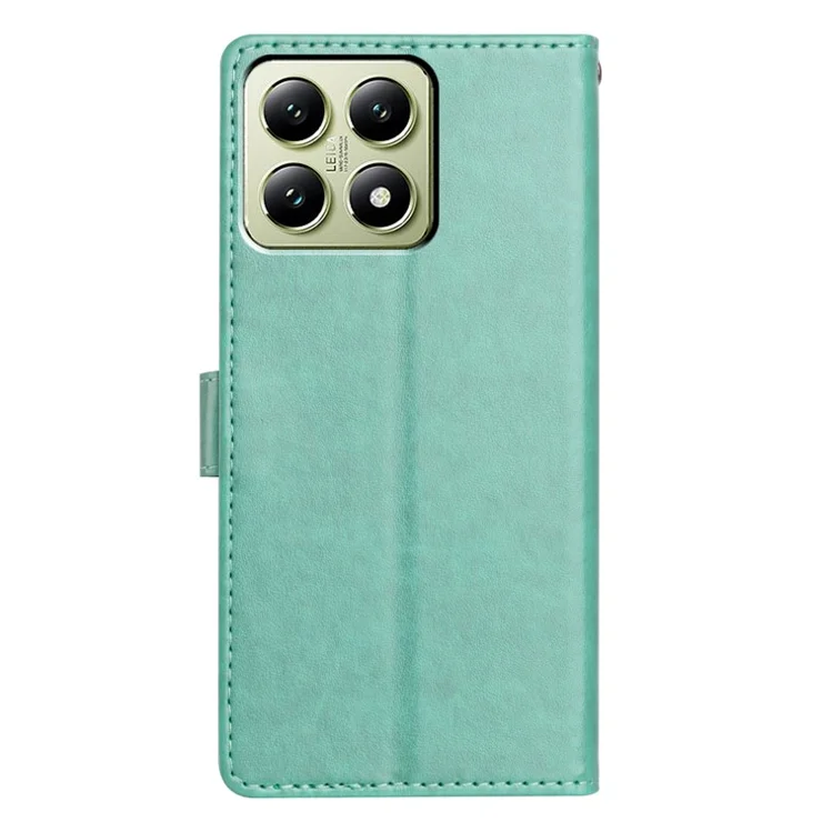 For Xiaomi 14T Leather Case Wallet Stand Phone Cover with Handy Strap - Green