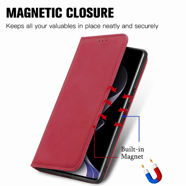 Leder-Folio-Hülle Für Xiaomi Redmi Note 14 5G – Mit Magnetverschluss, Kartenfach, Standfunktion & RFID-Schutz