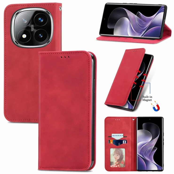 Leder-Folio-Hülle Für Xiaomi Redmi Note 14 5G – Mit Magnetverschluss, Kartenfach, Standfunktion & RFID-Schutz