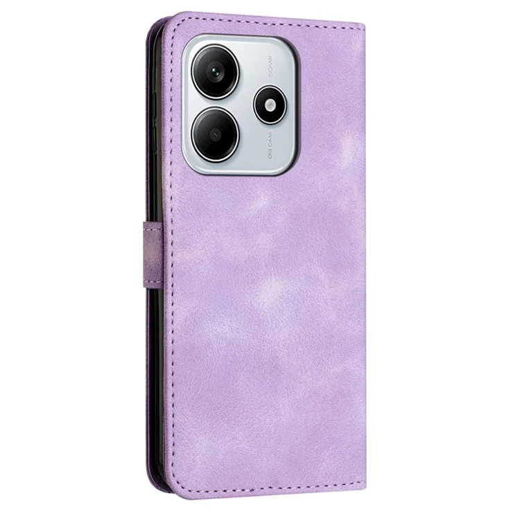 For Xiaomi Redmi Note 14 5G Case Handbag Imprinted Triangle Leather Phone Cover - Purple