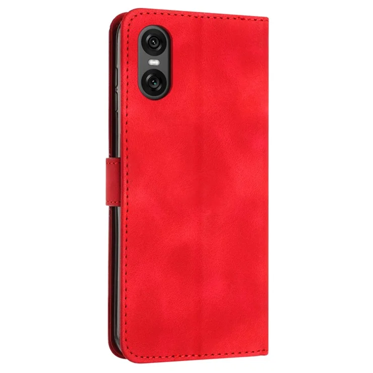 For Sony Xperia 5 VI Case Handbag Imprinted Triangle Leather Phone Cover - Red