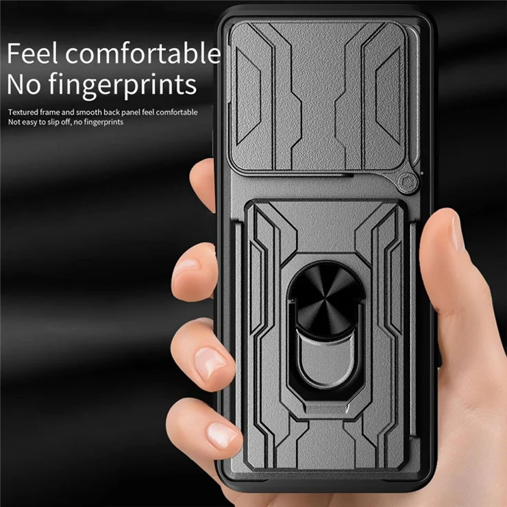 Phone Case For Infinix Note 40 Pro+ / Note 40 Pro 5G / 4G PC+TPU Kickstand Back Cover with Camera Slider - Titanium Grey