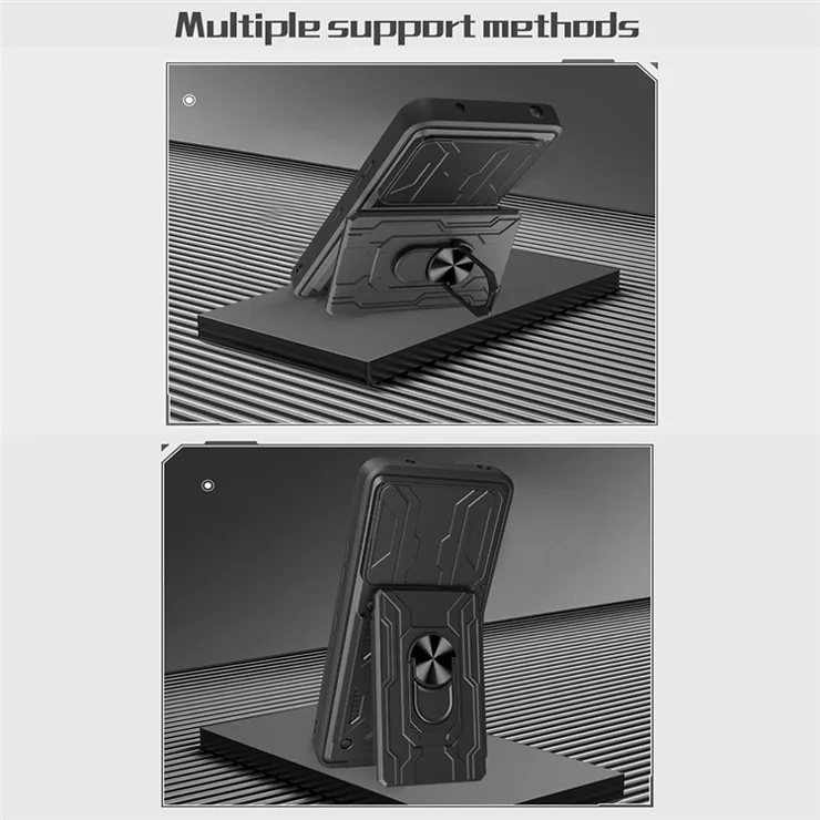 Phone Case For Infinix Note 40 Pro+ / Note 40 Pro 5G / 4G PC+TPU Kickstand Back Cover with Camera Slider - Titanium Grey