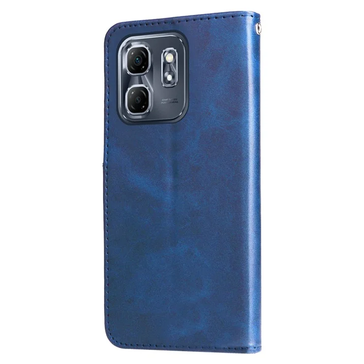 For Infinix Hot 50i 4G / Smart 9 4G Case Zipper Wallet Calf Texture PU Leather Phone Cover - Blue