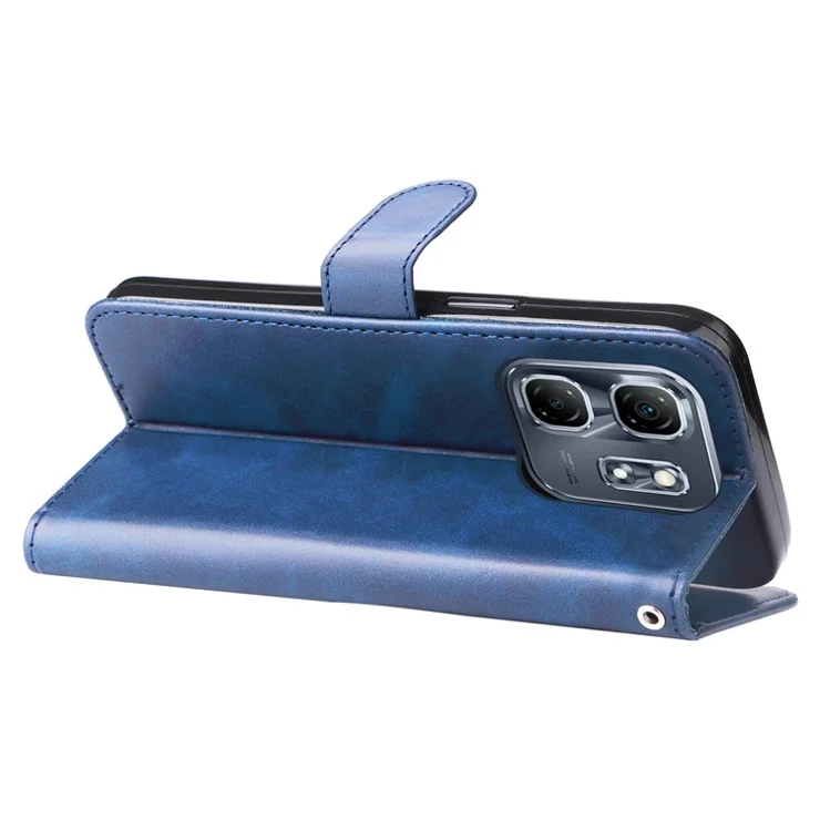 For Infinix Hot 50i 4G / Smart 9 4G Case Zipper Wallet Calf Texture PU Leather Phone Cover - Blue
