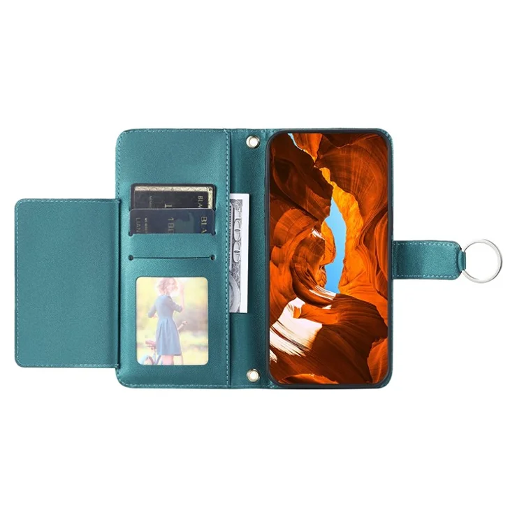 For Samsung Galaxy A06 4G Crossbody Leather Case Ring Buckle Wallet Stand Rhombus Mobile Cover - Green