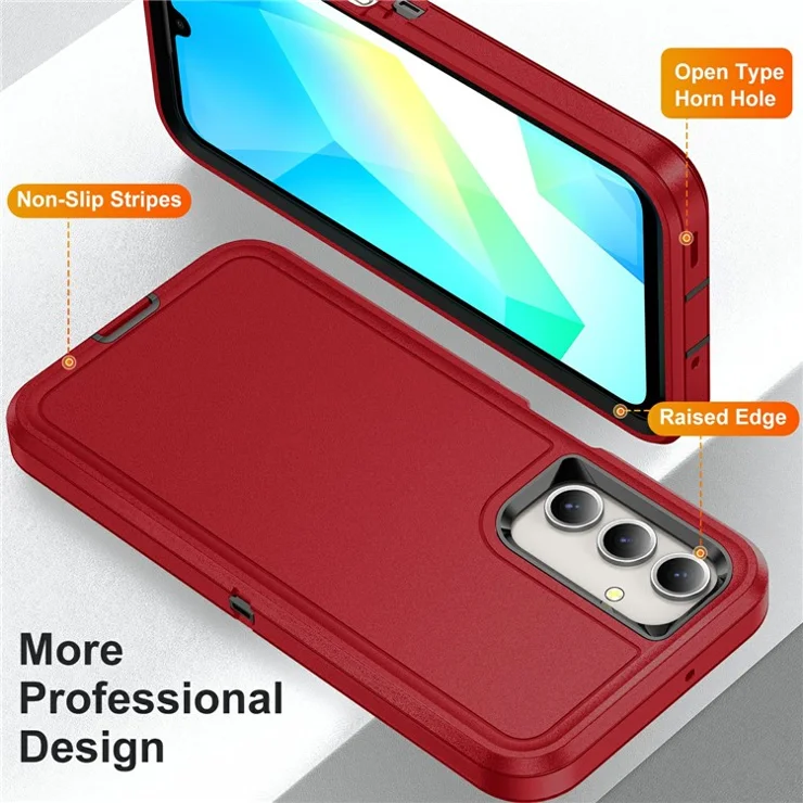 For Samsung Galaxy A16 4G / 5G Case PC+Silicone+EVA 3-in-1 Shockproof Phone Cover - Red+Black