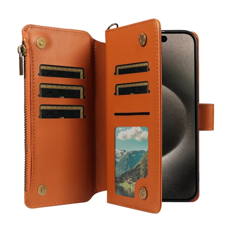 For iPhone 14 Pro Max Leather Case with Card Holder, RFID Blocking Wallet Phone Cover Rhombus Pattern - Yellow