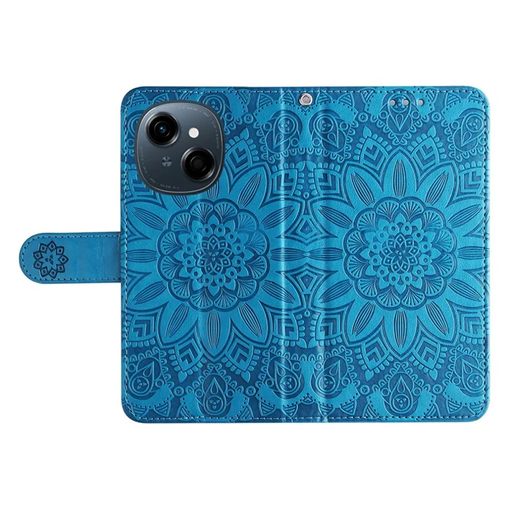 Leather Case for TECNO Spark Go 2025 / Spark Go 1 / Pop 9 4G Sunflower Imprint Wallet Phone Cover - Blue