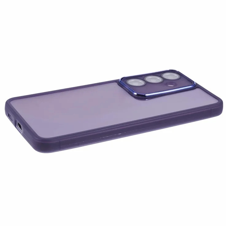 For Samsung Galaxy S25 Case Electroplated Camera Frame TPU Phone Cover - Transparent Purple