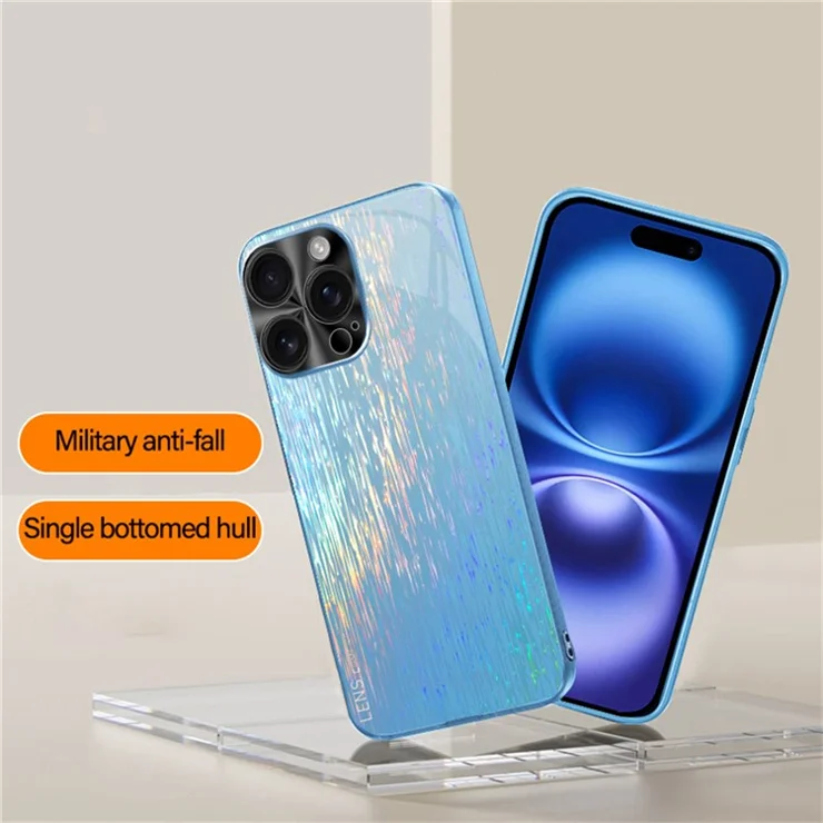 For iPhone 16 Pro Max Cover Dazzling Color Style Shockproof Phone Case - Sky Blue