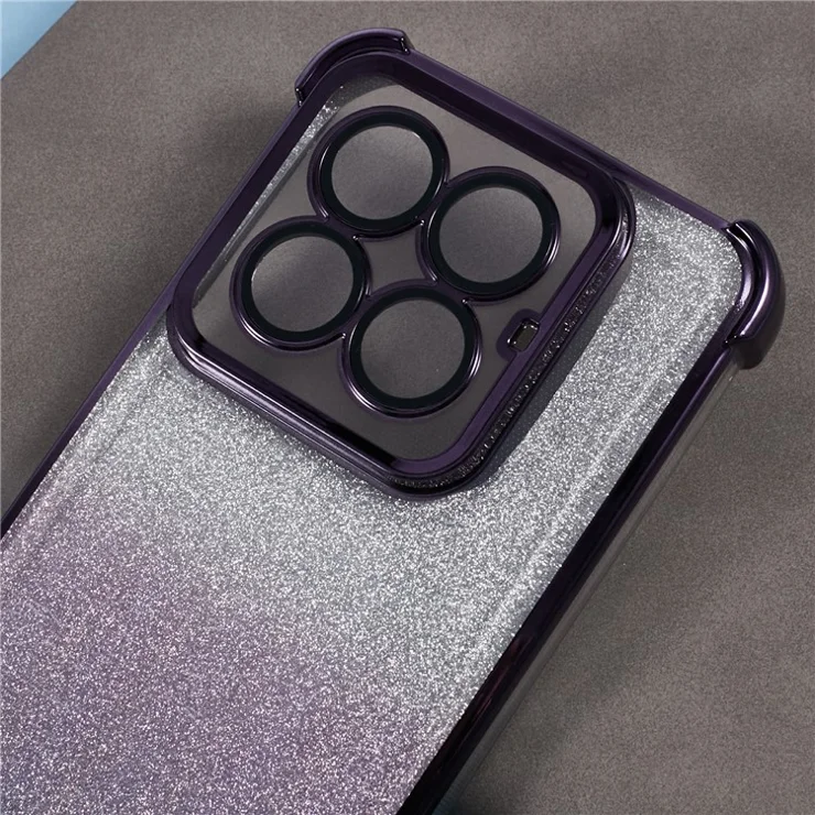 For Xiaomi 14 Pro Case Glitter TPU Phone Cover Reinforced Corners - Purple