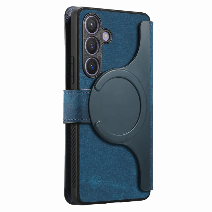 For Samsung Galaxy S25 Magnetic Case CASENEO Detachable Leather Phone Wallet Cover - Dark Blue