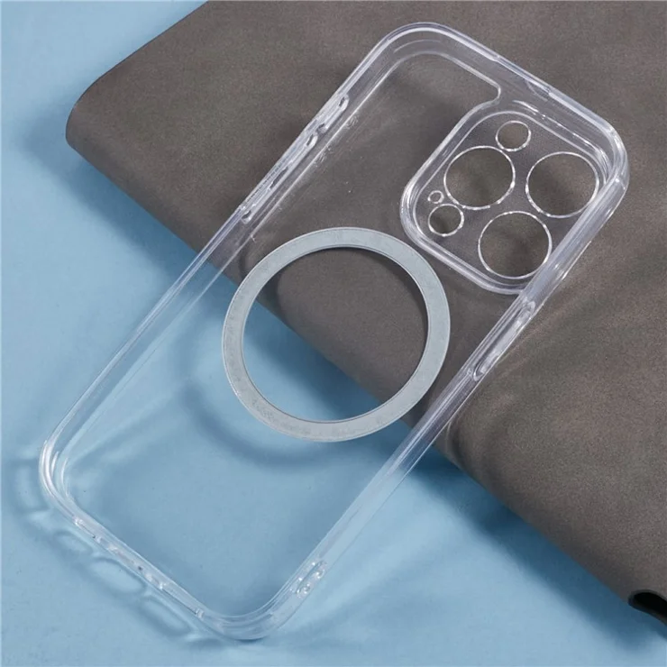 For iPhone 14 Pro Max Case Compatible with MagSafe CD Vein TPU+Acrylic Phone Cover - Purple