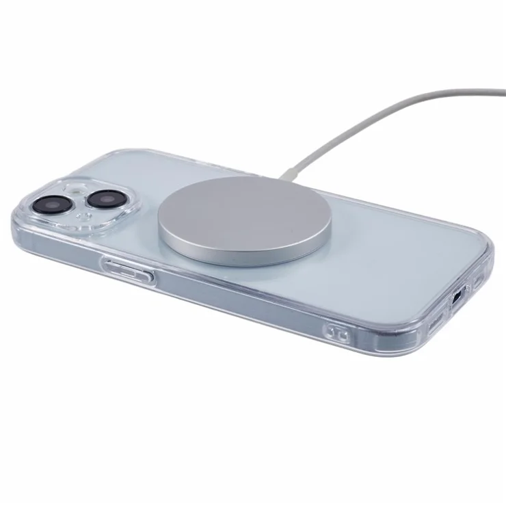 For iPhone 14 Case Compatible with MagSafe CD Vein TPU+Acrylic Phone Cover - Red