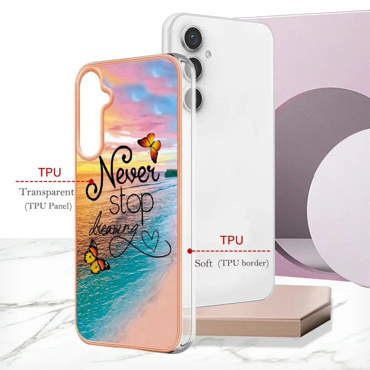 For Samsung Galaxy S24 FE Case with IMD Marble Flower Pattern TPU Mobile Back Cover - Never Stop Dreaming