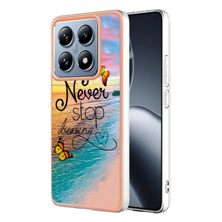 For Xiaomi 14T Case with IMD Marble Flower Pattern TPU Mobile Back Cover - Never Stop Dreaming