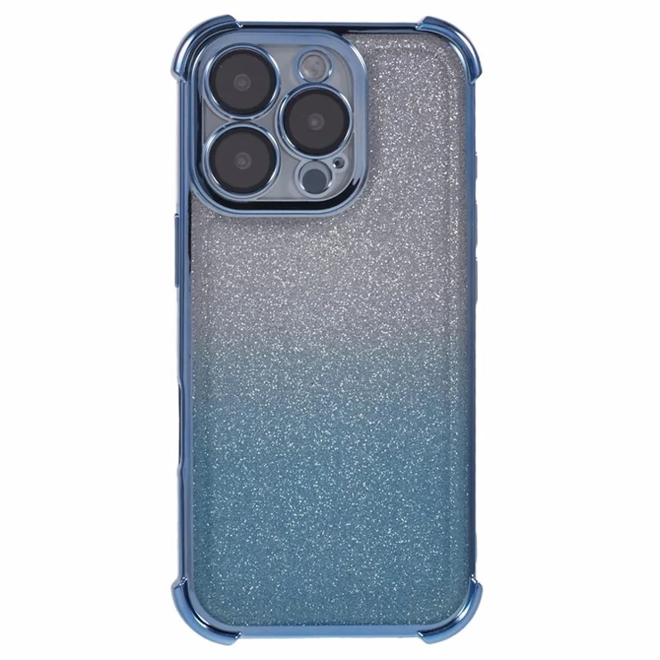For iPhone 16 Pro Max Case Glitter TPU Phone Cover Reinforced Corners - Blue