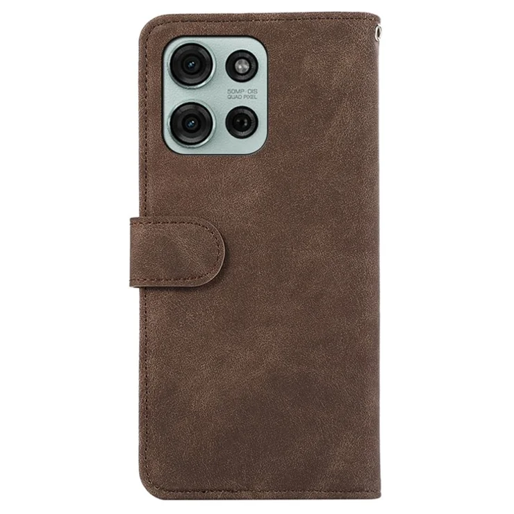 ABEEL For Motorola Moto G75 5G Case Color Splicing Leather Flip Phone Cover RFID Blocking - Brown