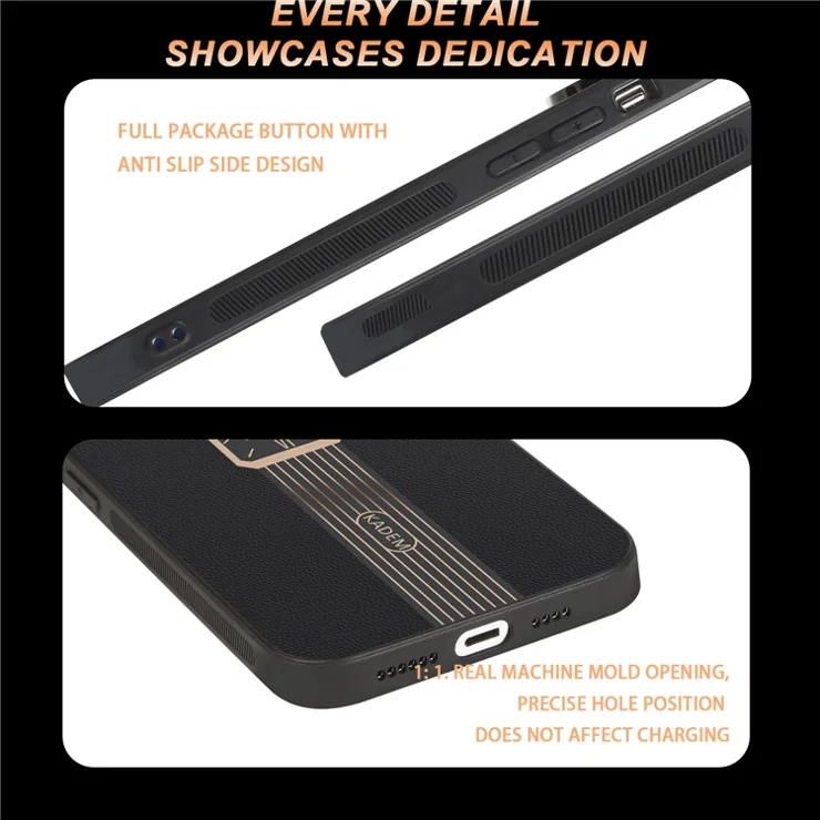 KADEM For Xiaomi Redmi Note 14 Pro 5G / Poco X7 5G Case Leather+TPU+Acrylic Anti-Scratch Phone Cover - Black