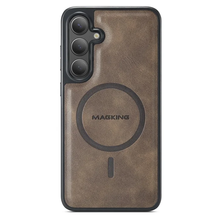MAGKING K1 Series For Samsung Galaxy S24+ Magnetic Case PC+TPU+PU Phone Cover with Card Holder - Coffee