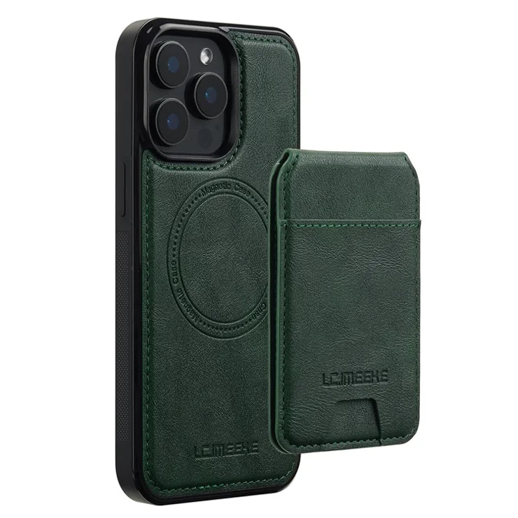 LC.IMEEKE L3 For iPhone 14 Pro Magnetic Case Detachable Card Holder Leather+TPU Mobile Cover - Green