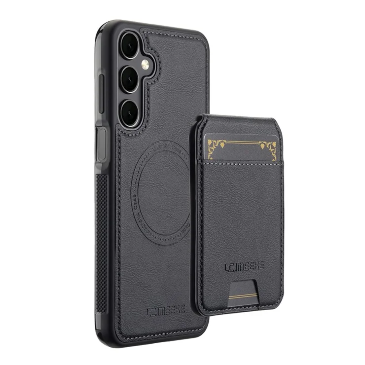 LC.IMEEKE L3 For Samsung Galaxy S23 FE Magnetic Case Detachable Card Holder Leather+TPU Mobile Cover - Black