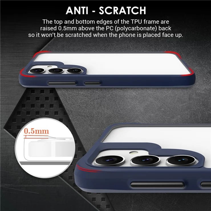 For Samsung Galaxy S25+ Case Hybrid Hard PC Soft TPU Shockproof Phone Cover - Blue