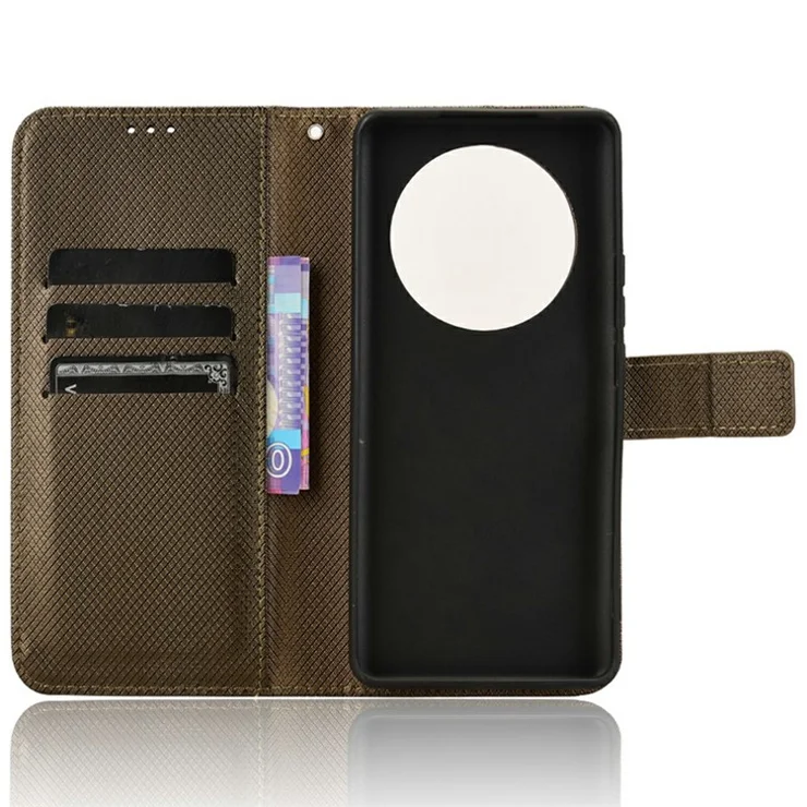 For Realme 13+ 5G / 13 Pro 5G (China) Case PU Leather Diamond Texture Wallet Phone Cover - Brown