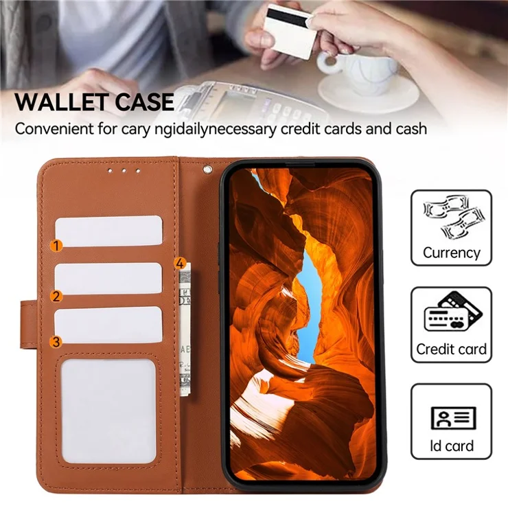 For Xiaomi Redmi Note 14 Pro 4G Case RFID Blocking Flip Leather Phone Cover - Brown