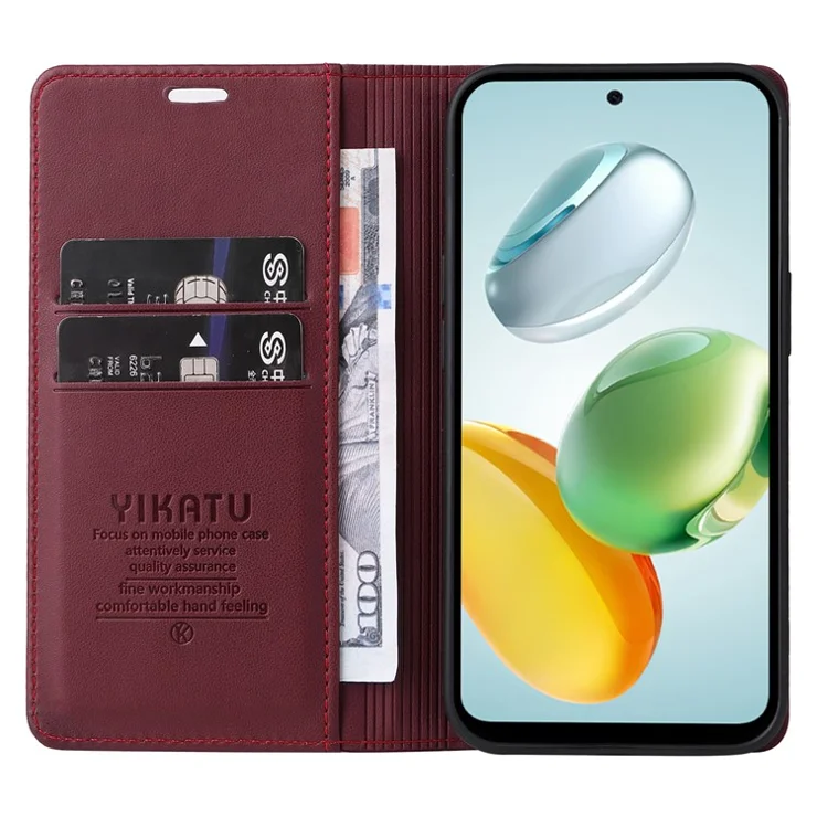 YIKATU YK-001 For Honor Play 60 Plus 5G / Play 9T / X7c 4G / 200 Smart 5G Stand Case Leather Phone Cover - Wine Red