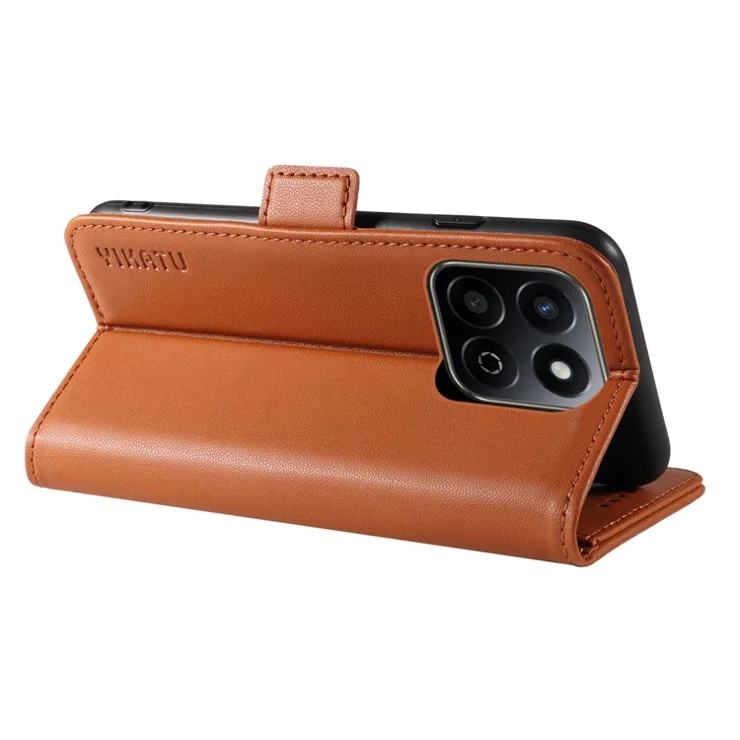 YIKATU YK-003 For Honor Play 60 Plus 5G / Play 9T / X7c 4G / 200 Smart 5G Case Wallet Stand Leather Phone Cover - Brown