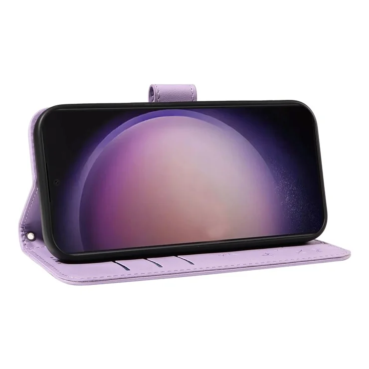 For Samsung Galaxy S24 Ultra Leather Case Wallet Phone Cover Dandelion Imprint - Purple