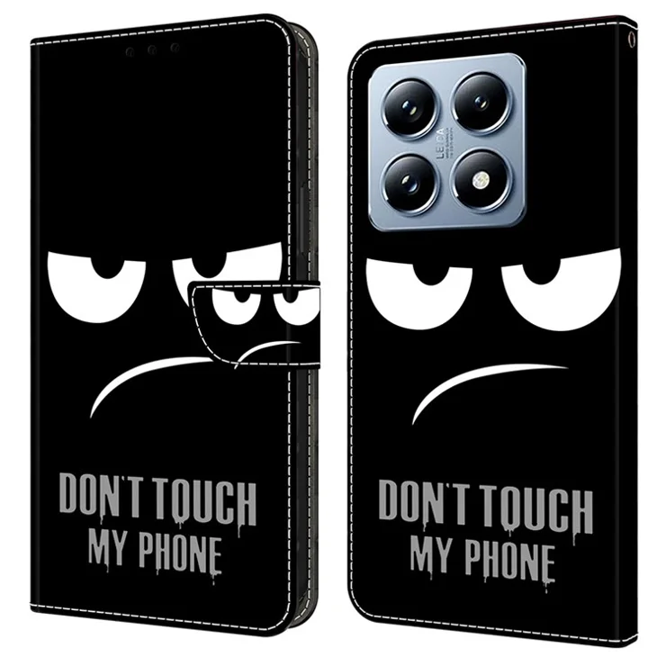 For Xiaomi 14T Pro Case Magnetic Clasp 3D Pattern Leather Wallet Phone Cover - Don't Touch My Phone