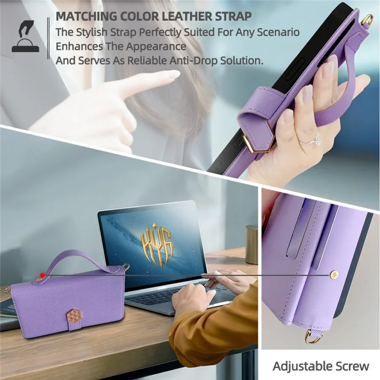 Case For Xiaomi Redmi 14C 4G / 14R 5G / Poco C75 4G Cross Texture PU Leather+TPU Wallet Phone Cover with Strap - Purple