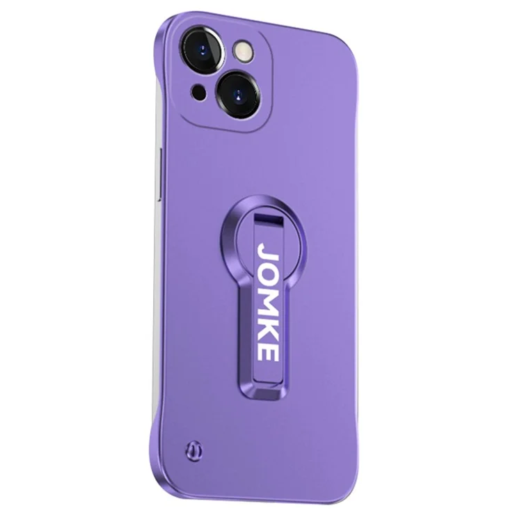 For iPhone 13 Case Hard PC Frameless Baking Paint Kickstand Phone Cover - Purple