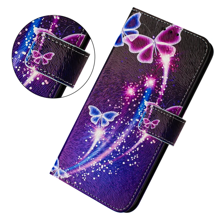 For Samsung Galaxy S24 Ultra Case Pattern Printing Wallet Phone Cover with Strap - Firework Butterfly