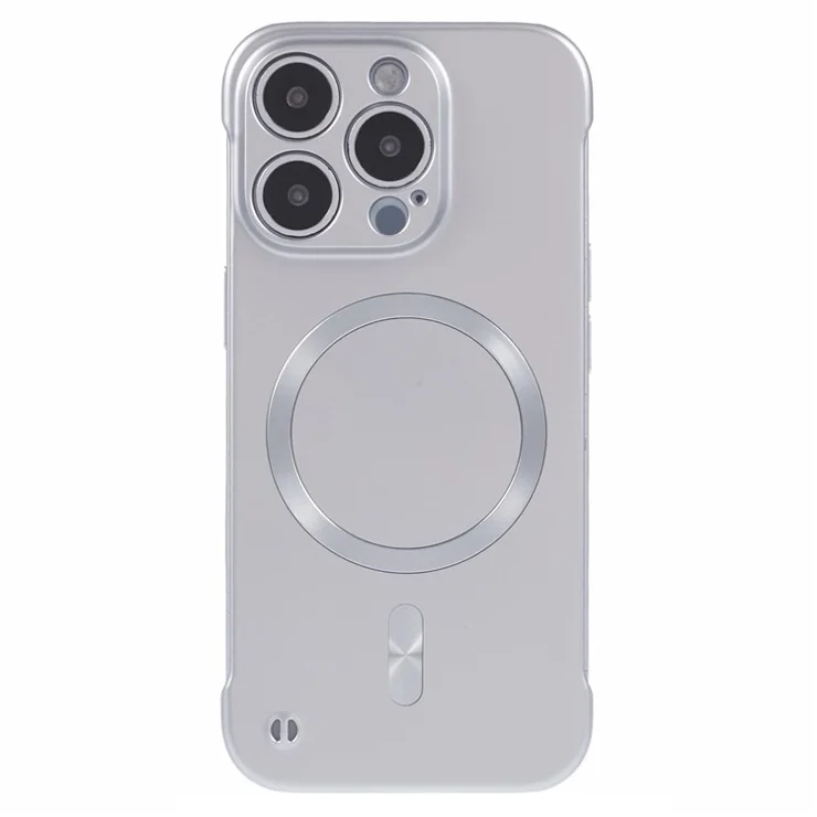 For iPhone 15 Pro Case Compatible with MagSafe Hard PC Frameless Phone Cover - Silver