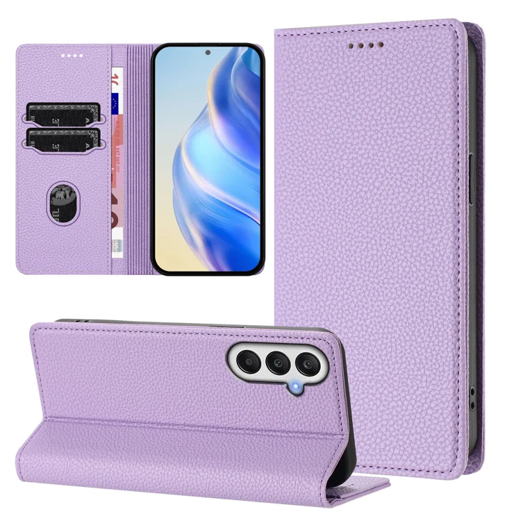 For Samsung Galaxy A15 5G / Galaxy A15 4G Wallet Case RFID Blocking Litchi Texture Leather Mobile Cover - Light Purple