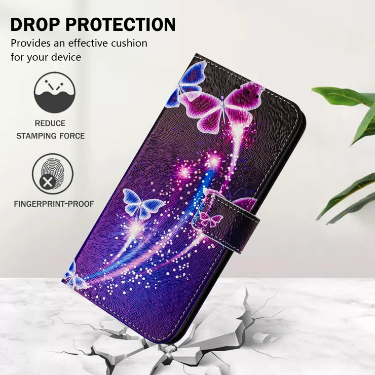 For Samsung Galaxy A05s 4G Case Pattern Printing Wallet Phone Cover with Strap - Firework Butterfly
