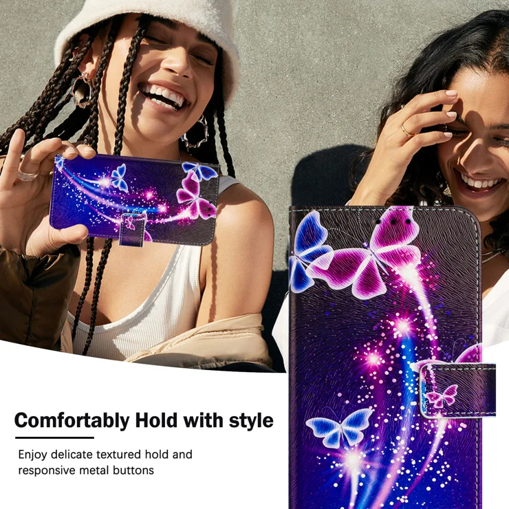 For Samsung Galaxy A56 5G Case Pattern Printing Wallet Phone Cover with Strap - Firework Butterfly