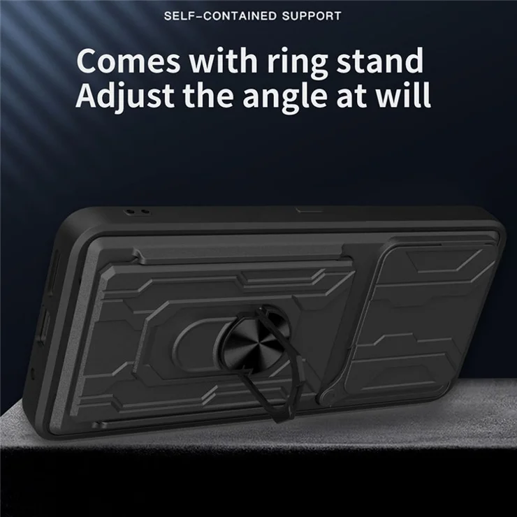 For Nothing Phone (2a) Case PC+TPU Kickstand Phone Back Cover with Camera Slider - Titanium Grey