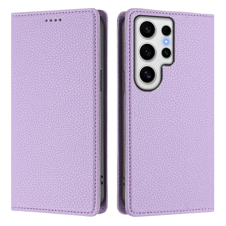 For Samsung Galaxy S24 Ultra Wallet Case RFID Blocking Litchi Texture Leather Mobile Cover - Light Purple