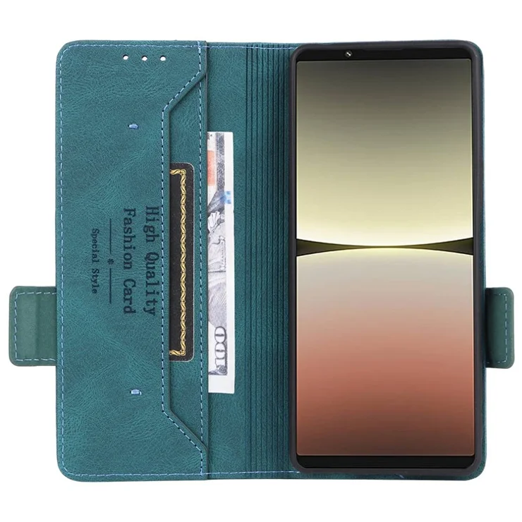 Hardware Decor Phone Case for Sony Xperia 5 IV 5G, Full Protection Dual Magnetic Clasp PU Leather Wallet Stand Phone Cover - Blue
